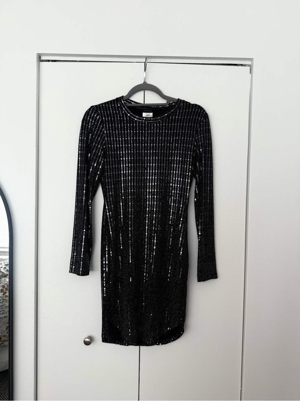 Black Sequin Long Sleeve Dress